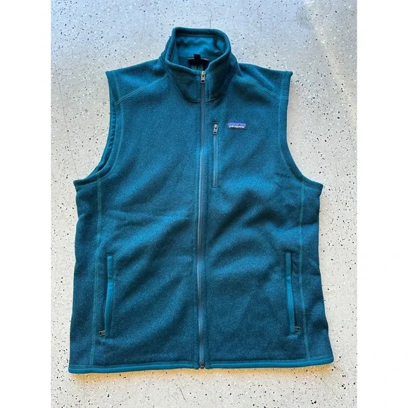 mens green/turquoise fleece patagonia zip up vest size xl - Picture 2 of 5